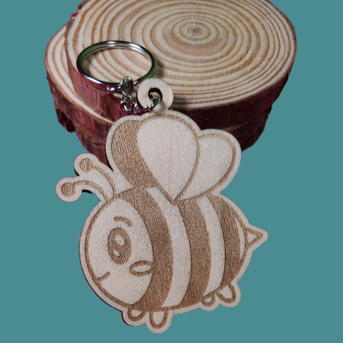 Bee Wooden Carved Key Chain